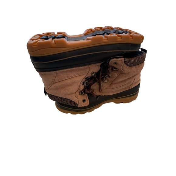 9M Boston Accent "Sleek" Women's Lace Up Winter Duck Boots Tan Suede and Navy Bl - Picture 8 of 11